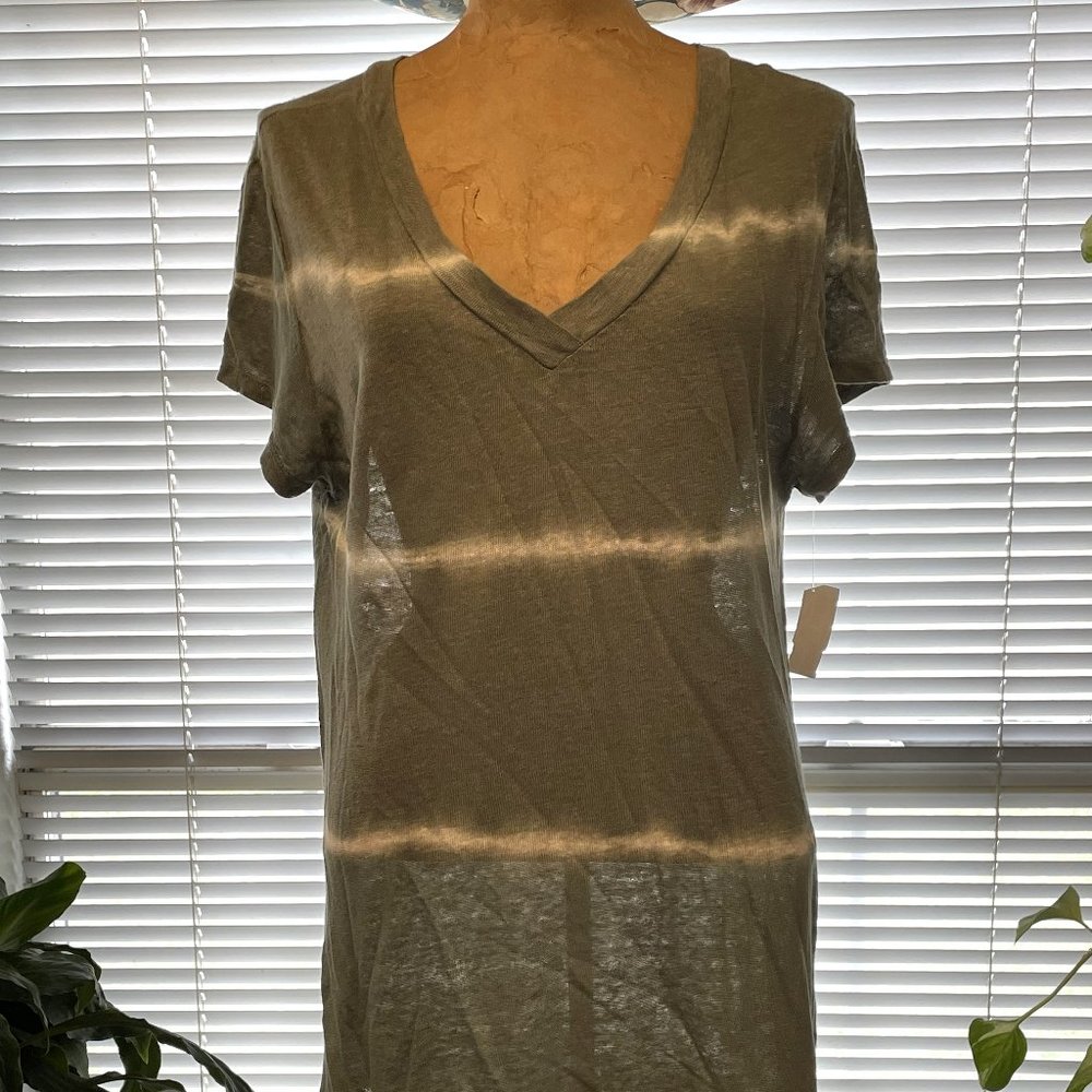 NWT Green and White Tie Dye Deep V-Neck Top BACI S Made in Italy